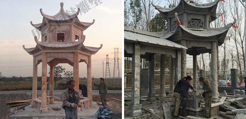 中式大理石涼亭安裝，石雕景觀亭子工廠，中式?jīng)鐾S家