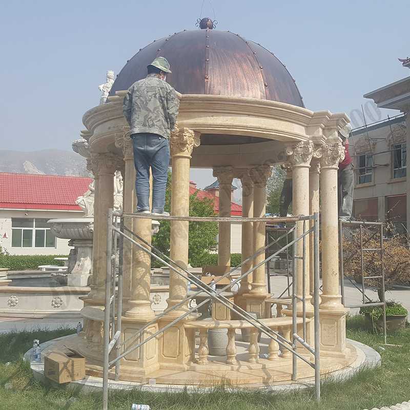 歐式大理石涼亭，石雕柱子亭子，石材景觀涼亭