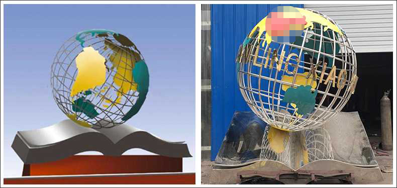不銹鋼地球，景觀地球雕塑，學(xué)校地球儀擺件